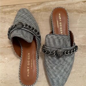 Kurt Geiger London Houndstooth Loafers with Chain Detail